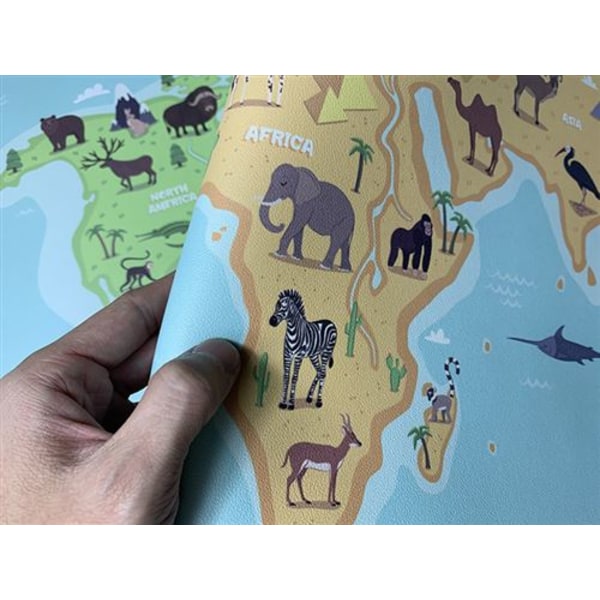 Världskarta läder skrivbordsunderlägg storlek 80 * 40cm - djur