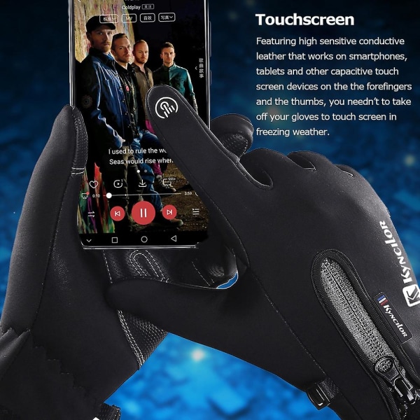 Vinter Termisk Fleece Touchscreen Hansker Myke Fleecehansker Kaldt Vær For Sykling Fotturer Camping Ski Blue L