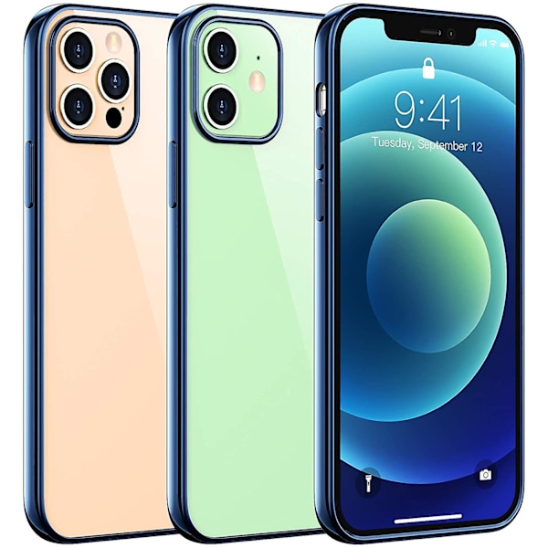 Kirkas suojakuori yhteensopiva iPhone 12 -kuoren/yhteensopiva iPhone 12 Pro -kuoren kanssa Metal Blue