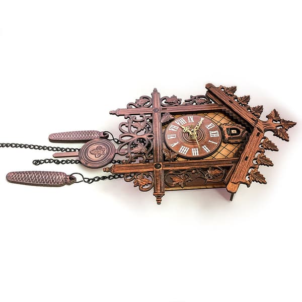 [LCS] Cuckoo Clock with Pendulum, Traditional Black Forest Cuckoo Clock Bird Comes Out and Calls, Cuckoo Clock Decorative Wall Clock with Night Mode