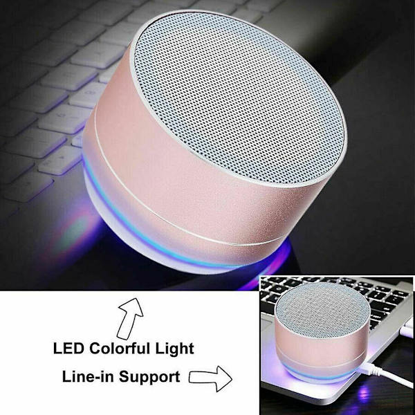 Högtalare - Trådlös Bluetooth Mini Högtalare Stereo Super Bass Usb/aux/fm Rose gold