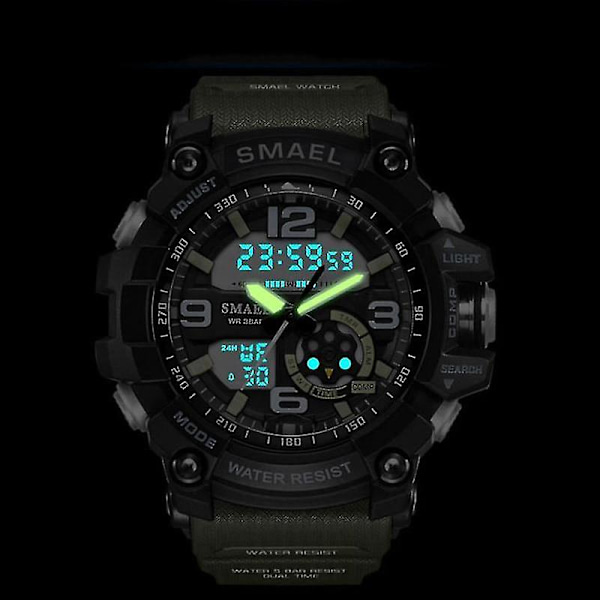 Herre Militærur, 50m Vandtæt, Armbåndsur Led Quartz Ur(