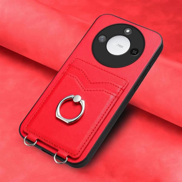 [LCS]R20 Ring Card Holder Phone Case Red For Honor X60 / X9c Smart