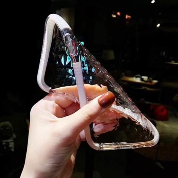 Yhteensopiva iPhone XR -kotelo, kristallinkirkas, ohut timanttikuvio