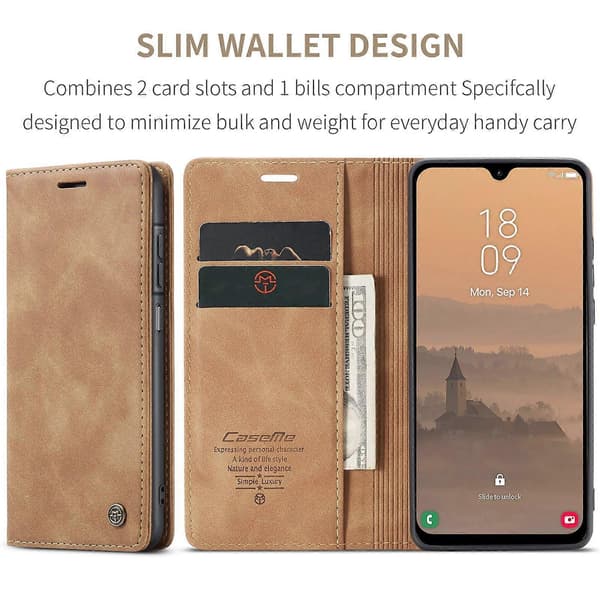 [LCS] För Samsung Galaxy A17 5G Plånboksfodral PU Läder Telefonfodral Stativ Brown