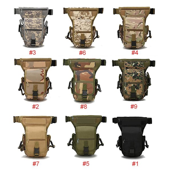 Kannettavat miesten vyötärölaukut vyöllä Camouflage vedenpitävä nyloninen työkalupakki Taktinen peli Miesten jalkalaukut 2