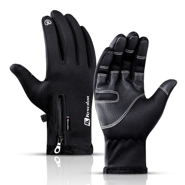 Vinter Termisk Fleece Touchscreen Hansker Myke Fleecehansker Kaldt Vær For Sykling Fotturer Camping Ski Black S