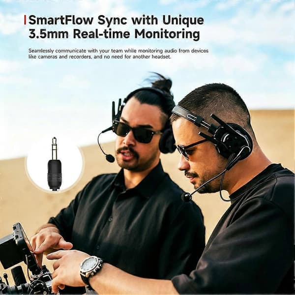 Intercom Headset System Dubbelsidigt Teamkommunikationsheadset 2,4 GHz 500 m Räckvidd Brusreducering för Liveshower, Scen Black