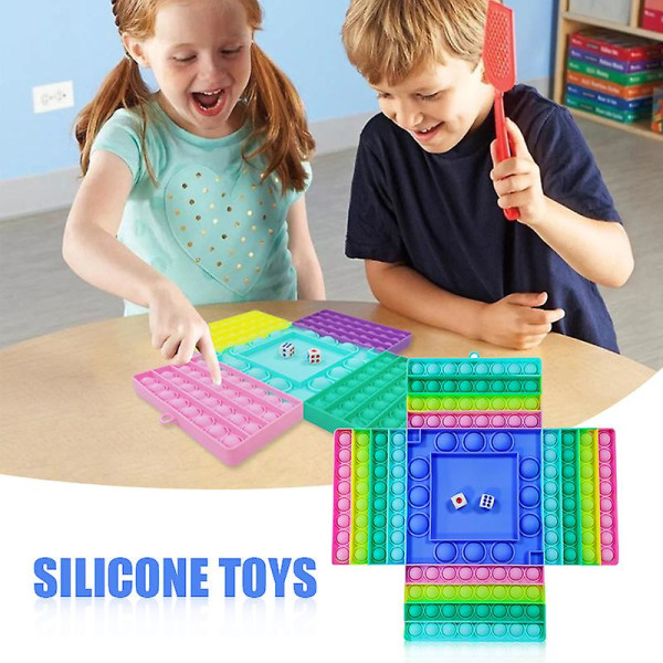 Fidget Leksak Schackbrädespel Regnbåge Schackbräde Tryck Bubbla Sensorisk Leksak Interaktiv för Föräldrar och Barn