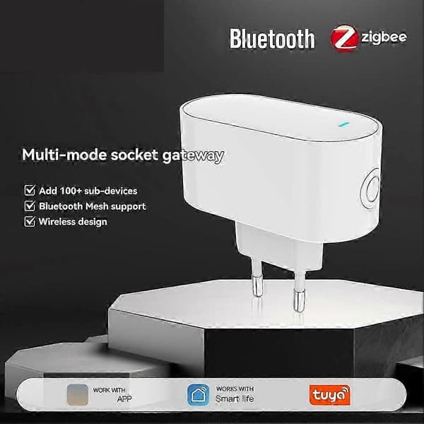 Tuya ZigBee Gateway Hub Multi-Mode ZigBee Gateway Bridge Bluetooth Mesh Hub för Smart Hemautomation EU-kontakt