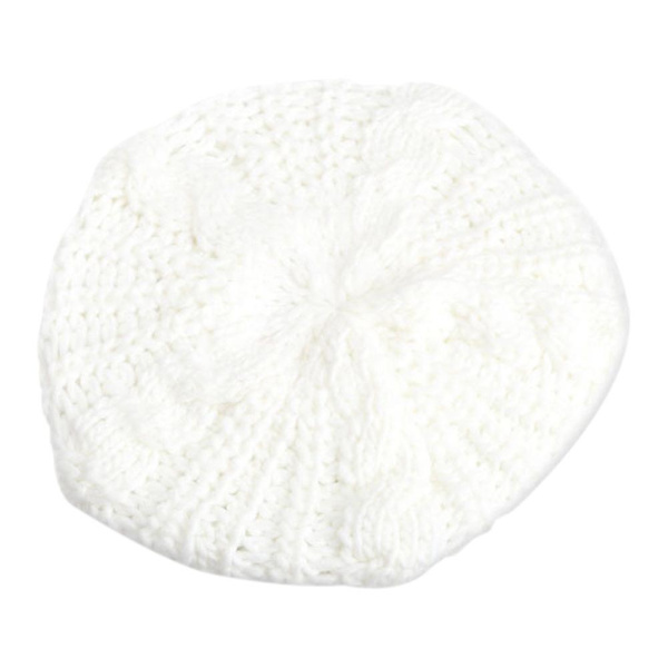 Varm Vinter Dame Beret Strikket Baggy Beanie Lue Flerfarget Skilue White