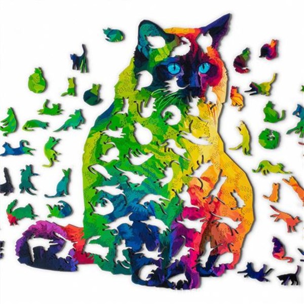 224 Bitar Regnbåge Katt Träpussel