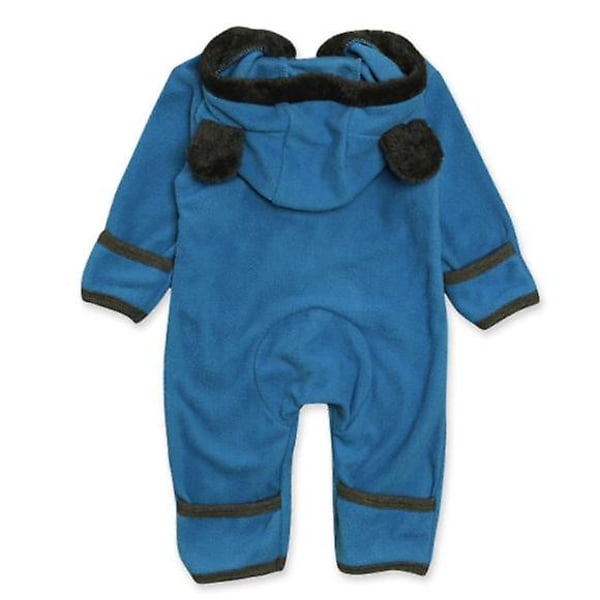 Newborn Baby Jumpsuit Hooded Fleece Rompers Långärmad Onesies Ytterkläder Outfits blue 90 yards