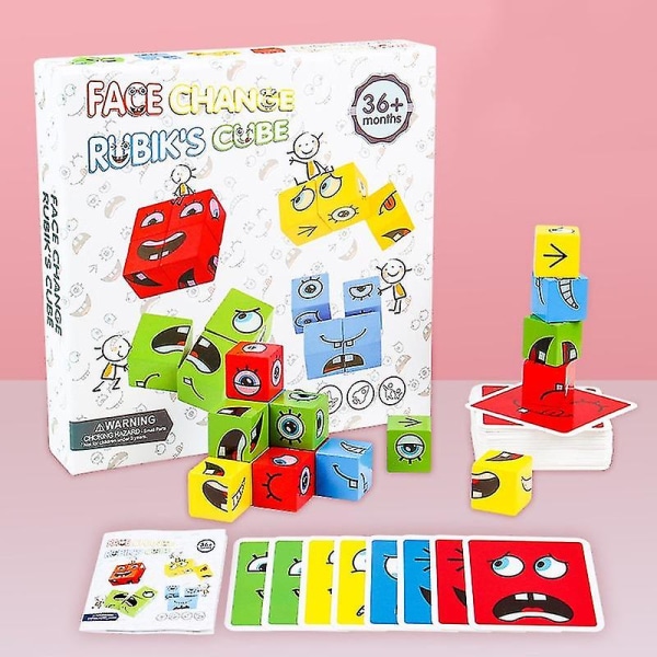 Montessori Uttryck Pussel Ansikte Ändra kub byggstenar till