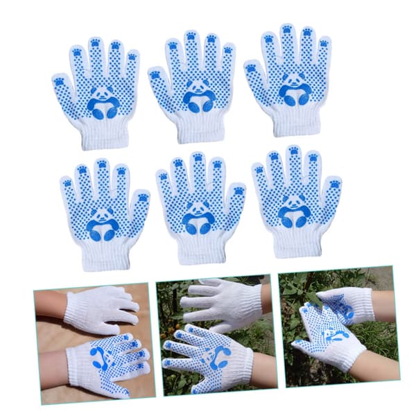 [LCS]6 par Panda-handskar Arbetshandskar för barn Trädgårdshandskar Barnhandskar Polyester Bomullshandskar Gymhandskar Trädgårdsarbetshandskar