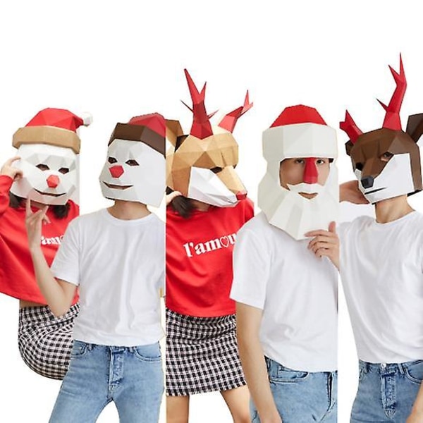 Jule Papir Model Maske, 3d Papirkunst DIY Håndlavet type2