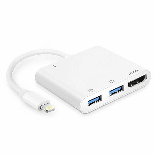 Lightning HDMI -kaapeli USB 3.0 PD Kamera AV-sovitin iPhone SE XS XR 11Pro iPadille