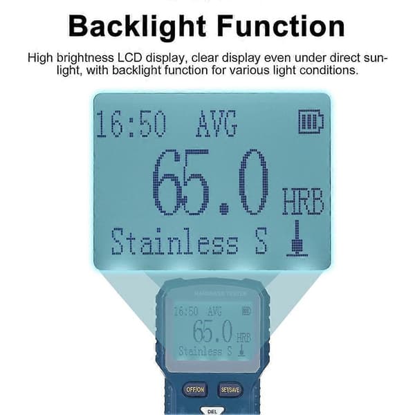 LS-200 Høypresisjons Leeb Hardhetstester Metall Hardhetstest Digital Durometer 360° HLD HB HV HS HRA HRB HRC Testing
