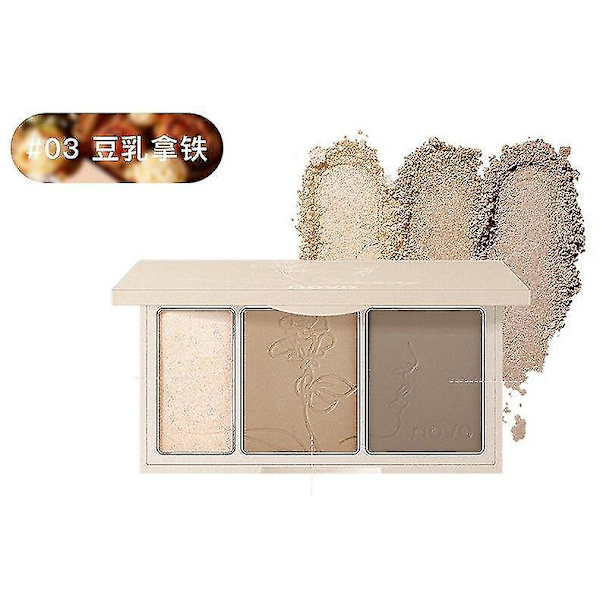 Face Contour Palette Skyggepudder Makeup 3 Farver Langtidsholdbar