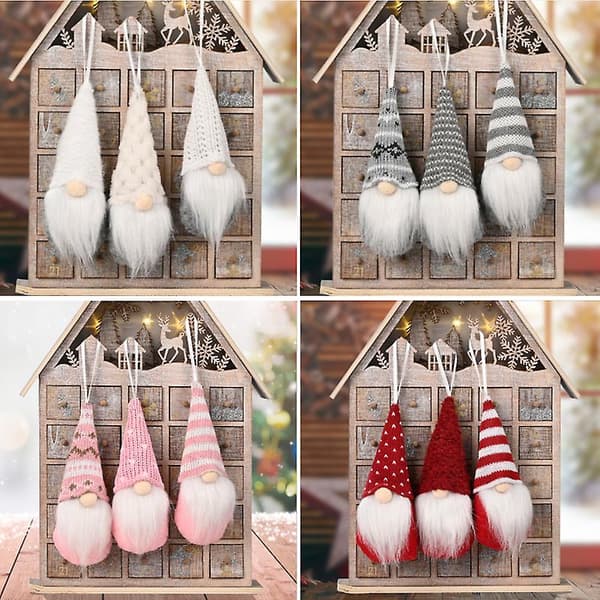 3 st julgranshängen dvärg plysch tomte docka juldekorationer 3pcs White Set