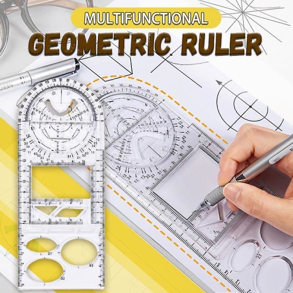 Multifunktionell Geometrisk Linjal Geometrisk Ritmall Mätverktyg För Skola Kontorsmaterial 3pcs