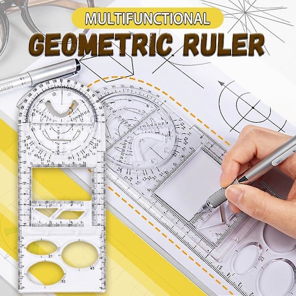 Multifunktionell Geometrisk Linjal Geometrisk Ritmall Mätverktyg För Skola Kontorsmaterial A