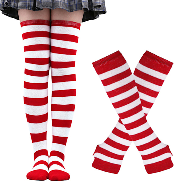 1/2/3/5 Knähöga strumpor för tjocka lår Lätta att bära och gör röd och vit 1Set Red and white