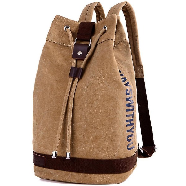 Bokstavsduksväska, ryggsäck med dragsko, ryggsäck för män för män för utomhusresor (Khaki)