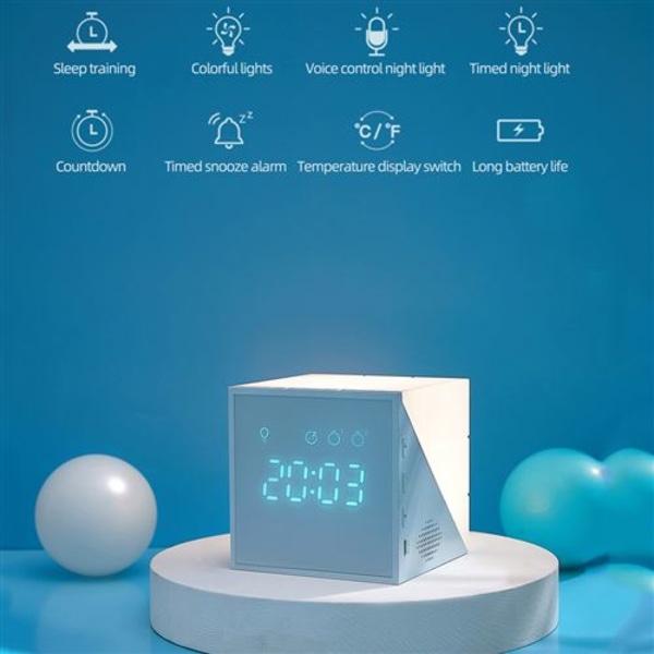 YOUKUKE Time Cube Vækkeur USB Opladning Multifunktionel Touch