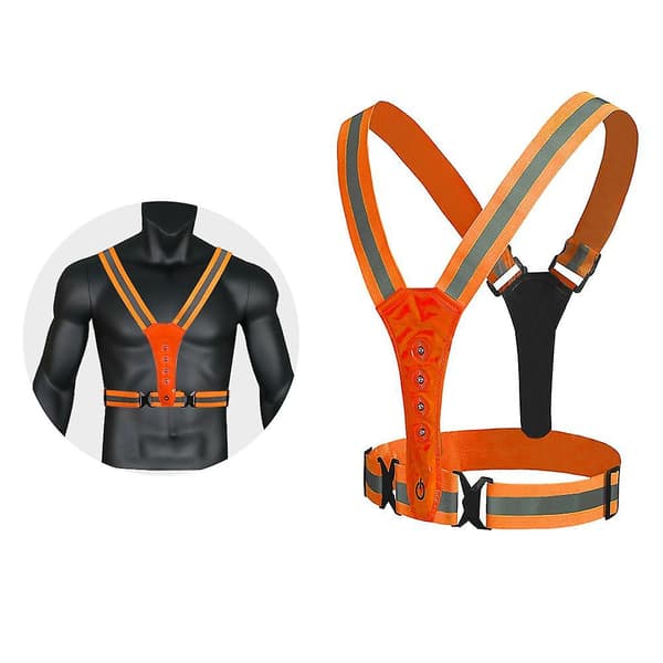 [LCS] LED reflekterende vest Høj synlighed LED reflekterende sikkerhedsløbelys orange