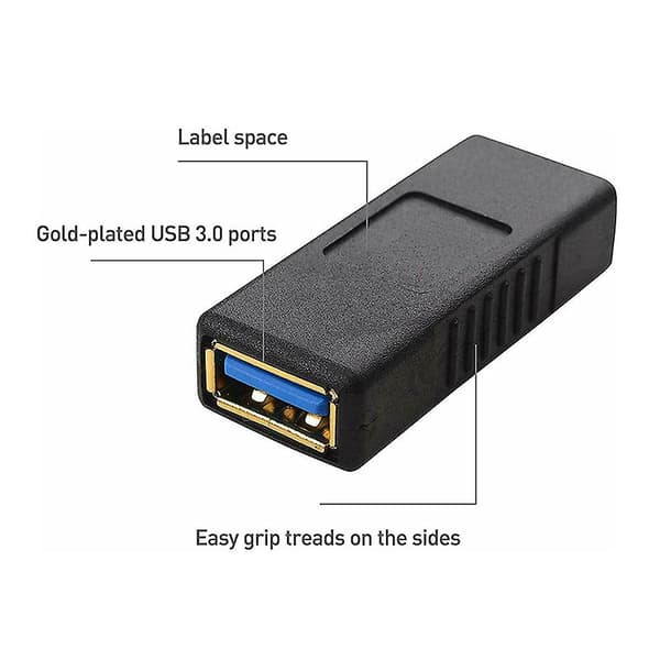 USB-A hunn til USB-A hunn-adapter USB 3.0 dobbel hunn-adapter Black
