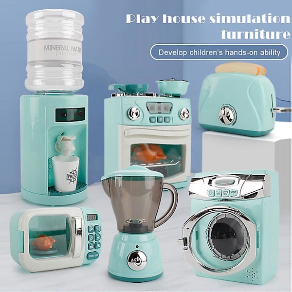 Leksaksset för barn, låtsaslek, elektrisk mikrovågsugn, tvättmaskin, vattendispenser, äggkokare Stove Oven