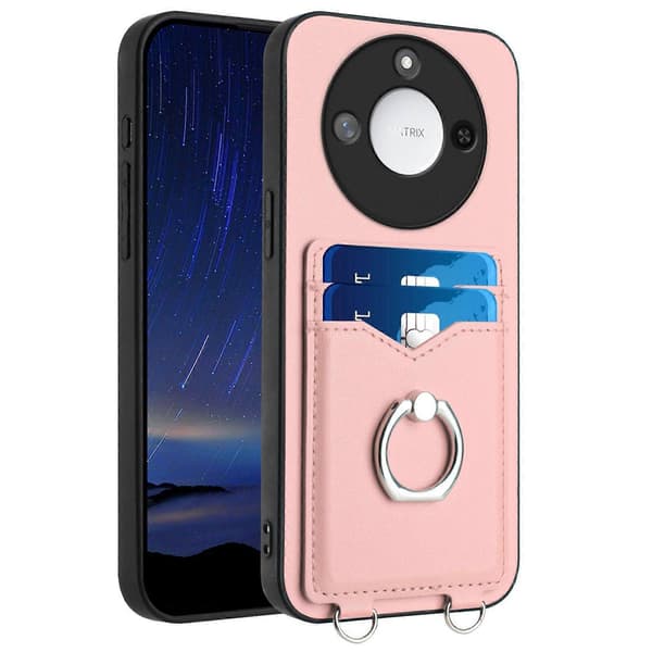 [LCS]R20 Ring Card Holder Phone Case Pink For Honor X60 / X9c Smart