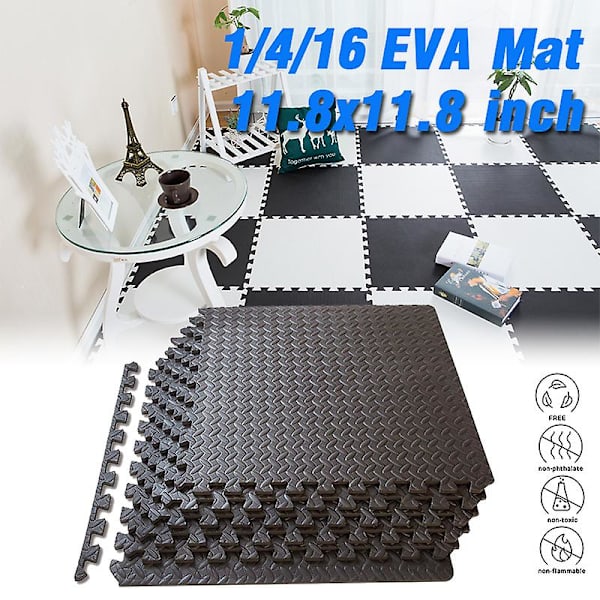 1/4/16 kpl Eva-vaahtomuovimattoja Pehmeät lattialaatat Kuntosali Jooga Harjoitus Palapelimatto Black 1PC