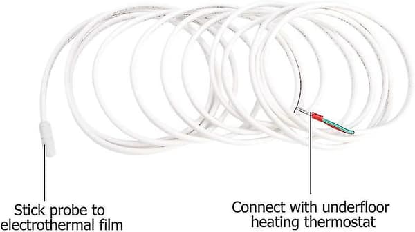 Gulvtemperatursensor, gulvvarmesensor temperatursonde, 3 meter gulvtemperatursensor sonde kabel gulvvarme termostat tilbehør