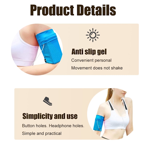 Fitnessarmbånd, elastisk armbånd for løping, fitness og småting