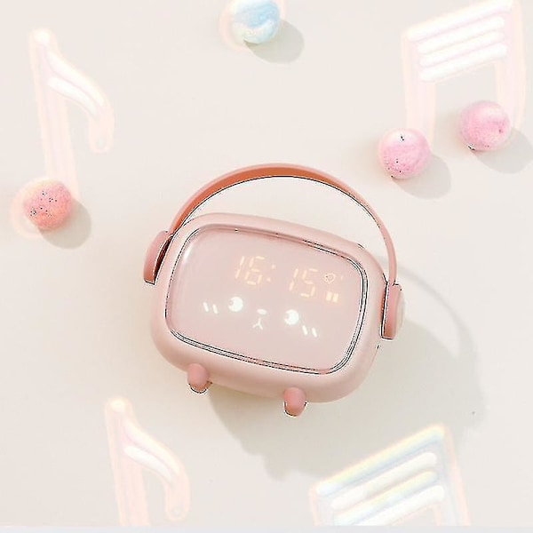 LED Natlampe Time Angel Natlampe Med Digital Alarmfunktion Pink