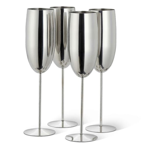 Champagneglas i rustfrit stål champagne- og proseccoglas sølv [MI]