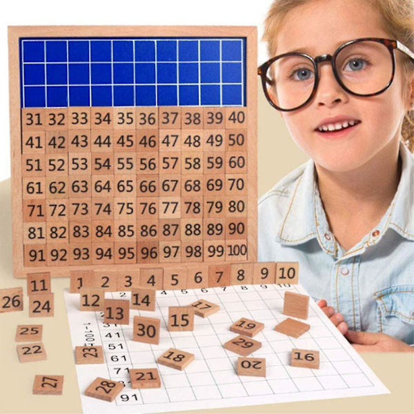 Digitalt pusselbräde, 1-100 Digital kontinuerligt bräde, matematiskt pussel träleksak för tidig motorisk utveckling och utbildning