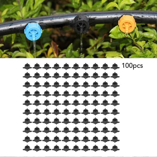 [LCS]100st Droppspridare 4mm Tryckkompensation Jämnt Flöde PP Bevattningsdroppspridare för Stor Terräng 4L Svart