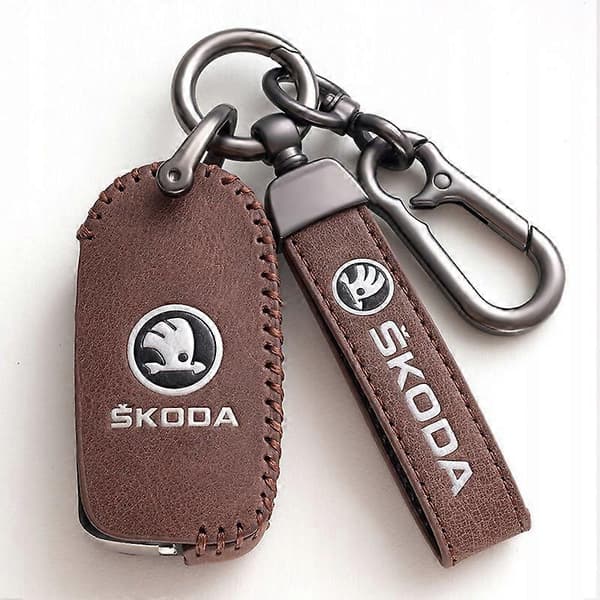 Skoda Nøglering i Metal og Læder