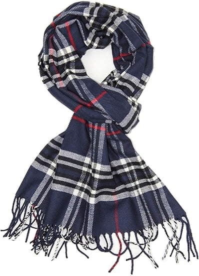 [LCS] Superblød Klassisk Kashmir-følelse Vintertørklæde Navy Plaid