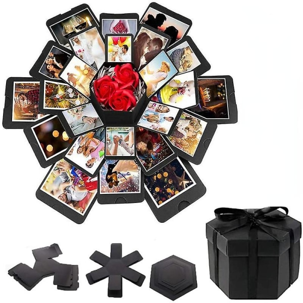 Alla hjärtans dag Presentbox Härlig överraskning Explosion Par Box Kärleksminne Gör-det-själv fotoalbum Jubileum Födelsedag Julklappar