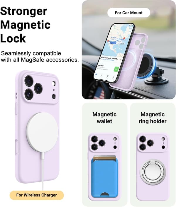 [LCS]Magsafe-deksel til iPhone 17 Pro Max, flytende silikondeksel med mikrofiberfôr iPhone 17 Pro Max iPhone 17 Pro Max Mauve nuage