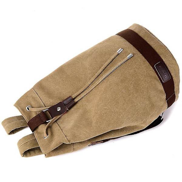 Kirjainkuvioinen kangaskassi, kiristysnyörillinen reppu, muodikas ulkoilureppu miehille (Khaki)