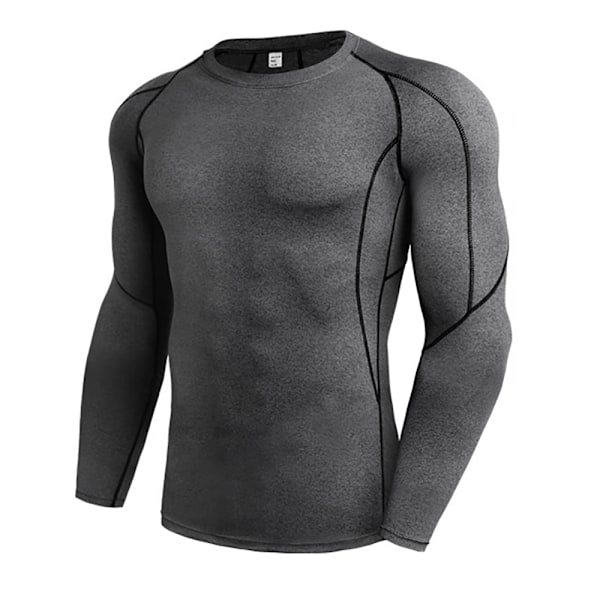 Dry Fit långärmad kompressions löpartröja för män grå S gray