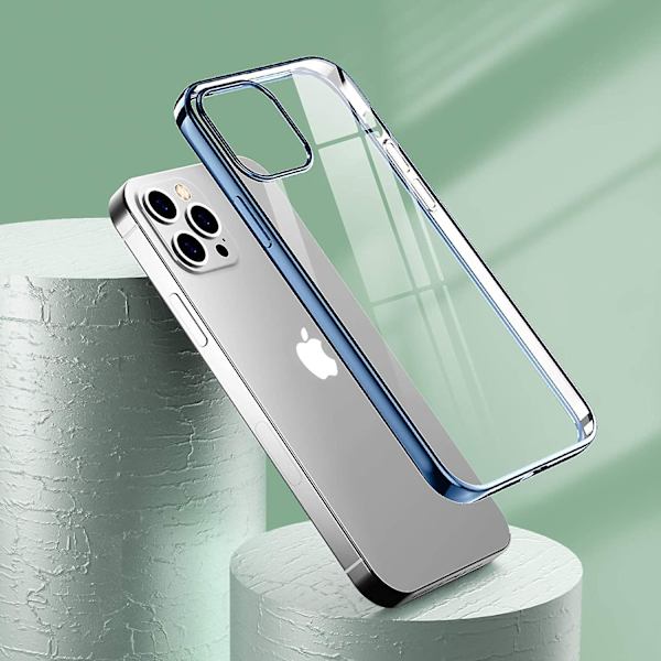 Kirkas suojakuori yhteensopiva iPhone 12 -kuoren/yhteensopiva iPhone 12 Pro -kuoren kanssa Metal Blue
