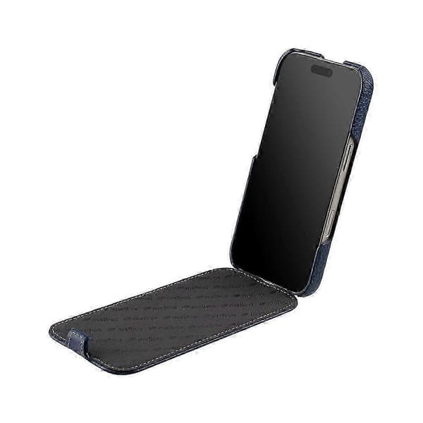 [LCS] MELKCO Vertical Flip Case in Genuine Cowhide + PC for iPhone 17 Pro Max (MagSafe Compatible) Blue