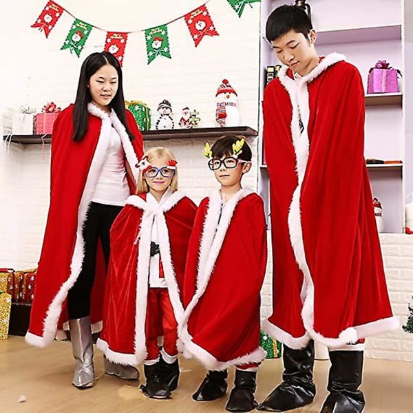 Vuxen barn jultomtens kappa med huva 100cm