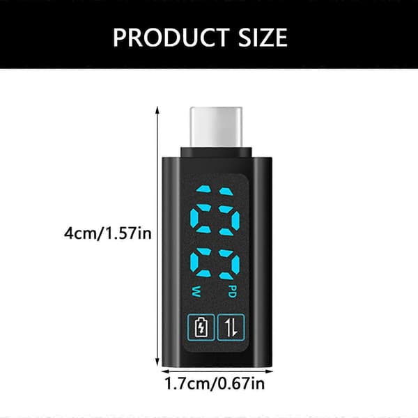 [LCS]Type C-adapter 100W opladningskapacitet Synlig strømdisplay-stik USB C hurtigopladningsadapterkonvertere Red font